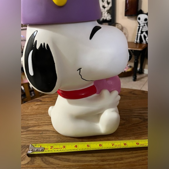 RARE Vtg 80’s Peanuts Snoopy & Woodstock Vinyl Cookie Jar or Dog Treats - Picture 11 of 12